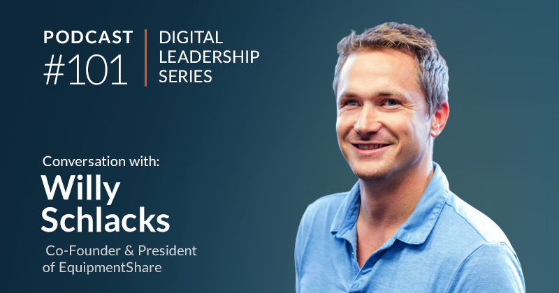 Momenta Partners Digital Leadership Podcast #101 - Willy Schlacks - dark blue background man with blond hair light blue shirt